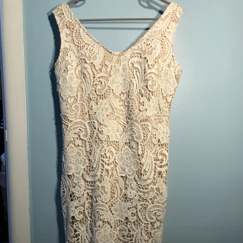 White crochet midi, off the shoulder